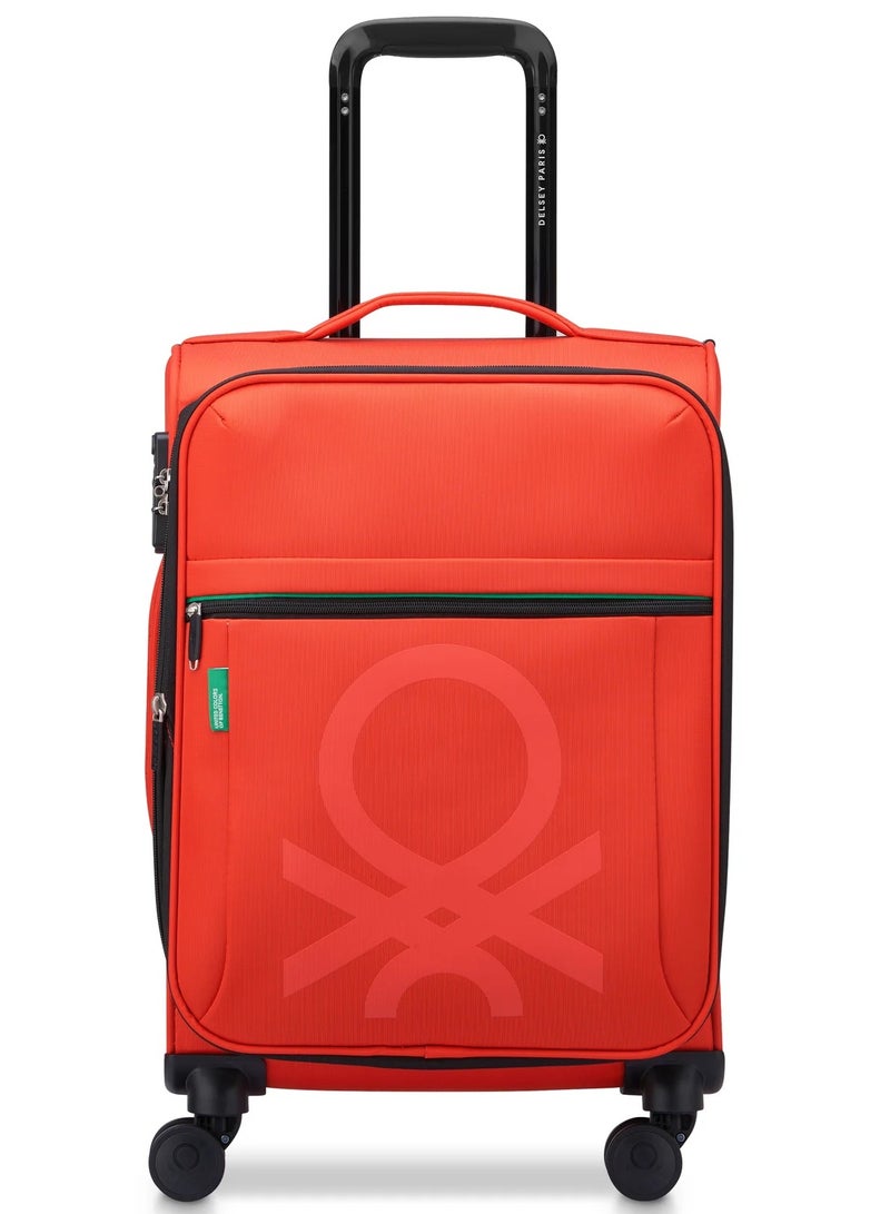UNITED COLORS OF BENETTON Color Block 55 Cm 4 Double Wheeled Softside Expandable Cabin Luggage Trolley Case - Red - Image 1